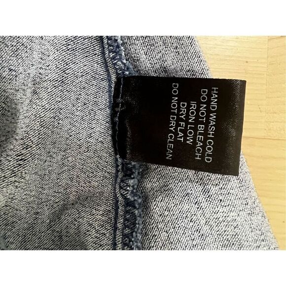 Haute Monde Blue Denim Mini Dress Size L Zip-Front Spaghetti Straps Sleeveless - Picture 8 of 10